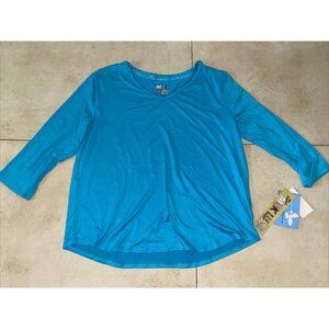 NWT - Muk Luks Women’s Size L Blue Long Sleeve Pajama Top Round Neck